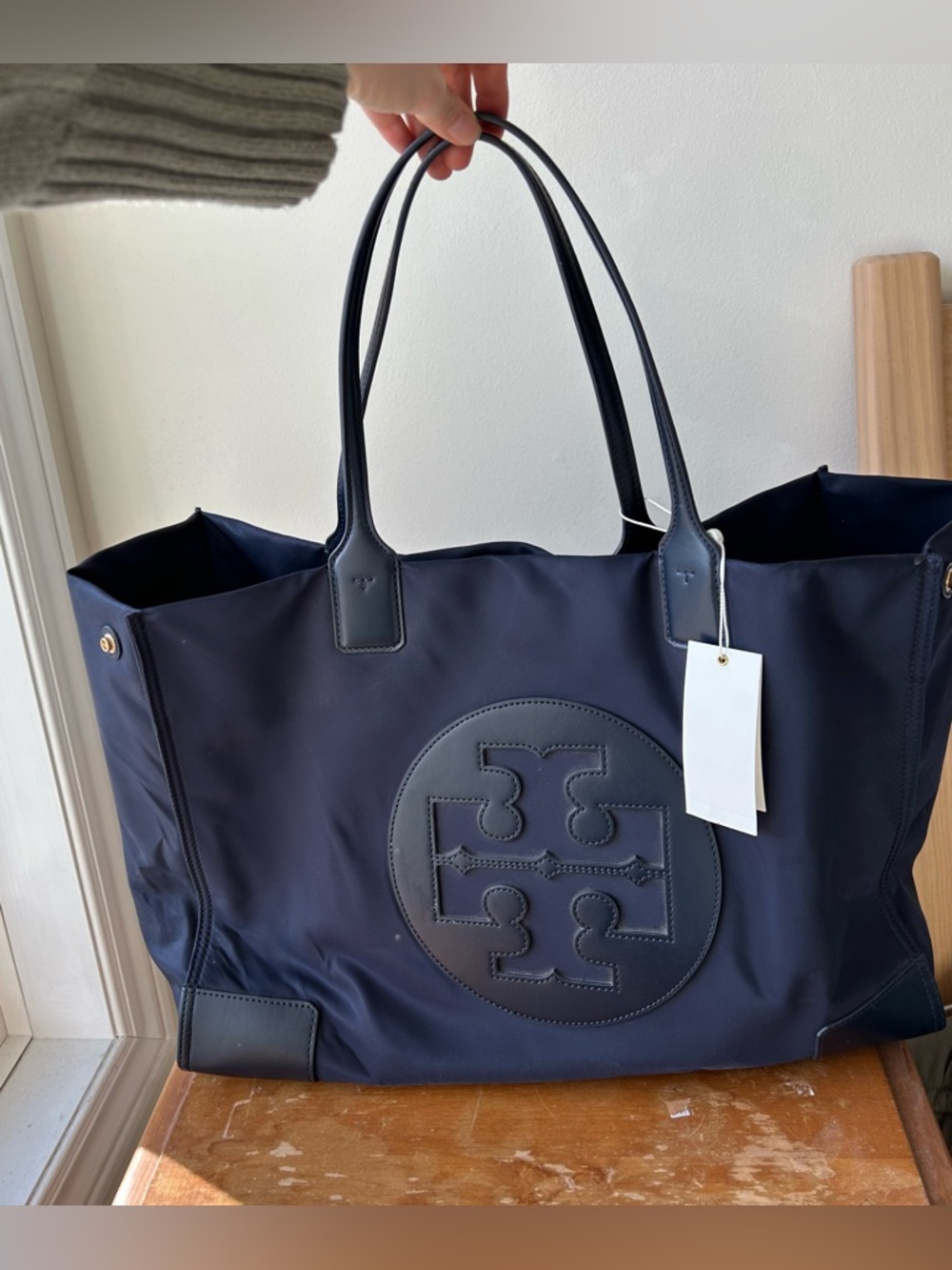 Tory Burch Navy Ella Nylon Large Tote Bag